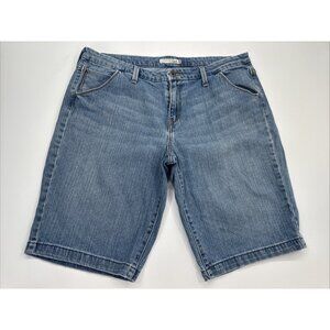 Levi's denim Bermuda Shorts Womens 14 Blue Jean Stretch Fade Wide Leg Travel 11"